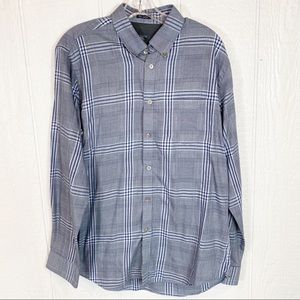 Mens Van Heusen Blue Plaid Button Down Shirt
